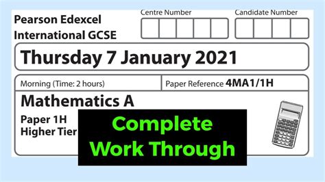 Edexcel Past Papers. . 4ma1 1f mark scheme 2021
